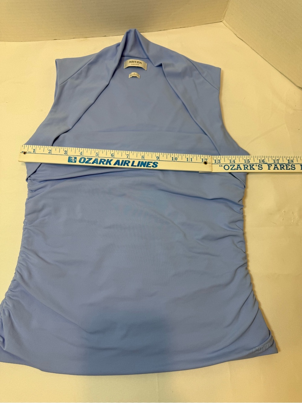 Aritzia Original Contour Flourish Contour Ruched Square Neck Top Blue - Picture 6 of 9